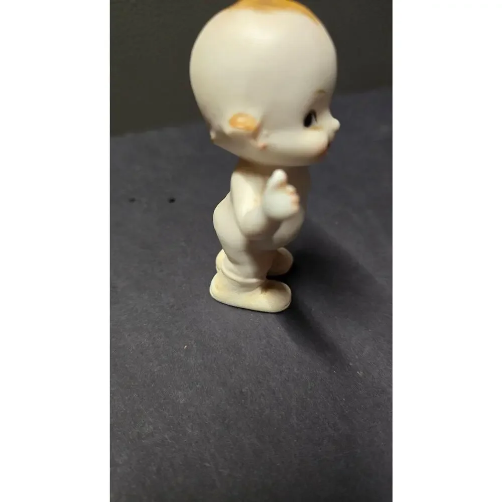 Vintage Beige Porcelain Kewpie Doll Baby Figurine Hand Painted Small Cute Decor
